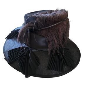 NWT Elite Champagne black, oversized, feathered and floppy bows‎